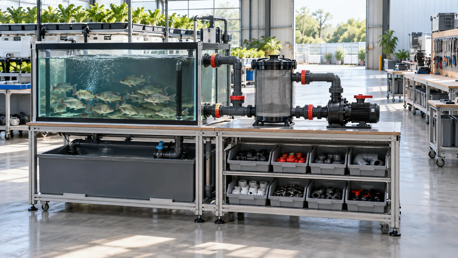Modular aquaponics system and replacement parts